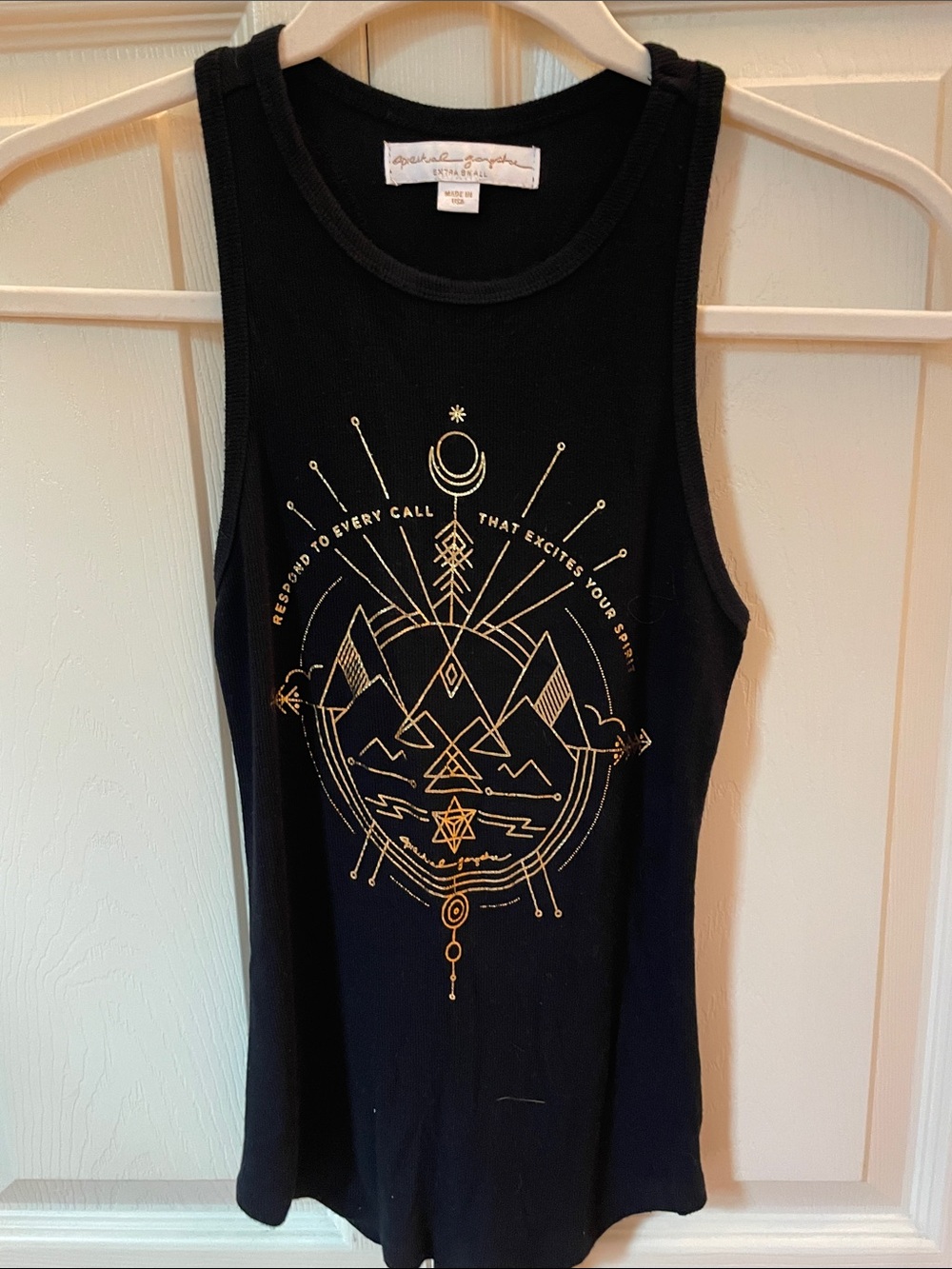 Spiritual Gangster Black Tank with Gold Mountain Graphic